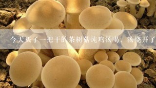 今天买了一把干的茶树菇炖鸡汤喝，汤烧开了发现浮在表面很多黑色的小？