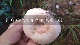 求 鸡米饭的文 治疗阳痿的唯1方法