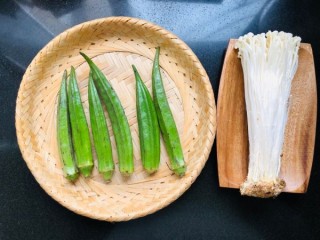  冰清玉洁&秋葵蒸金针菇 纯净素食 第1步