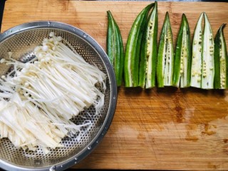  冰清玉洁&秋葵蒸金针菇 纯净素食 第2步