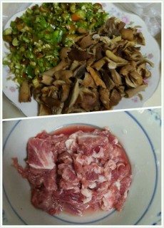  菌菇炒肉 第1步