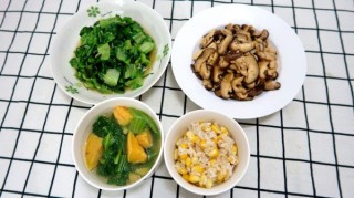  轻食两人餐之芥兰红薯汤+香菇炒鸡片+清炒油麦菜+玉米杂粮饭 第13步